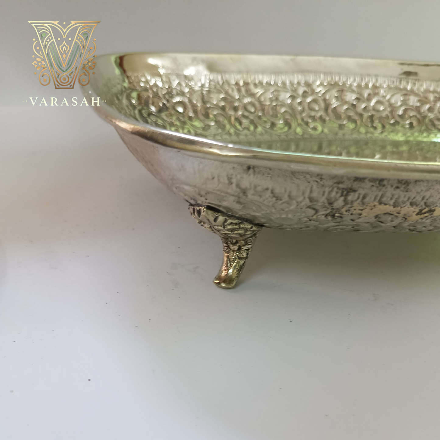 Antique brass oval shape serving dish