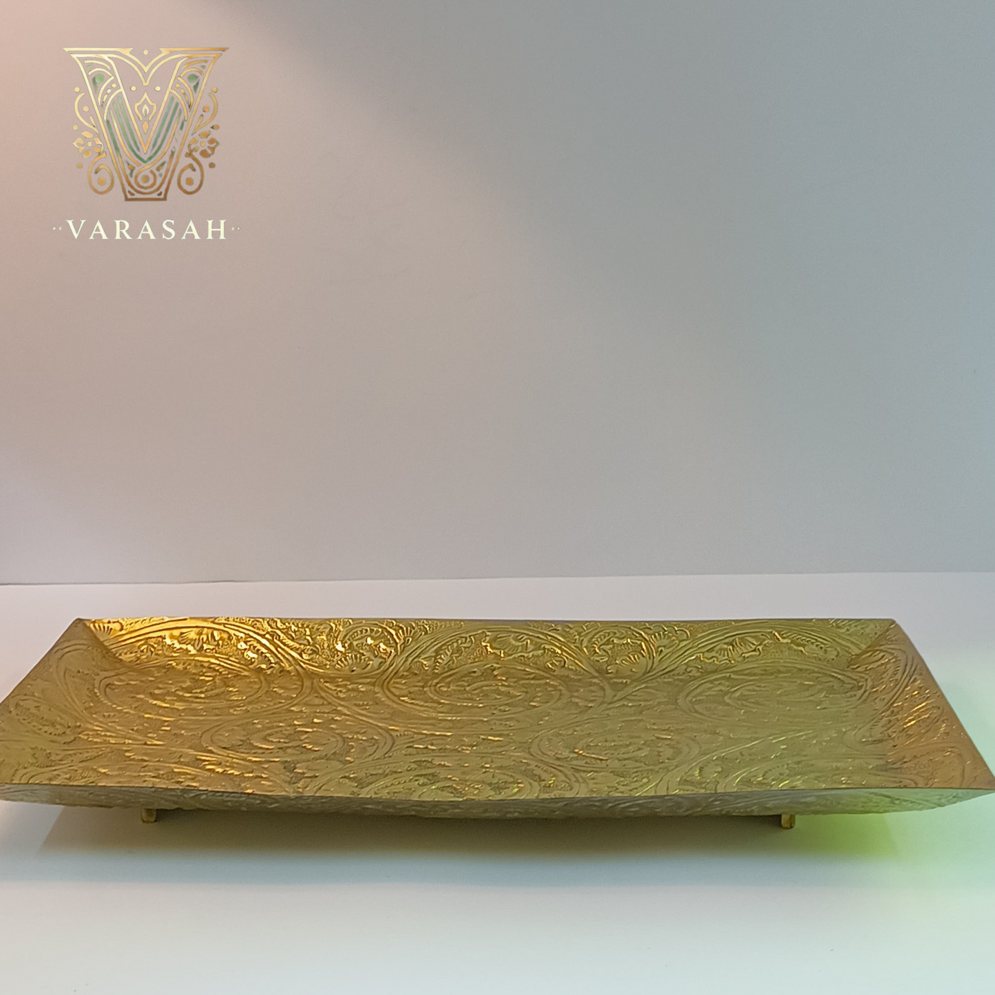 Antique Handcrafted Brass Serving Tray