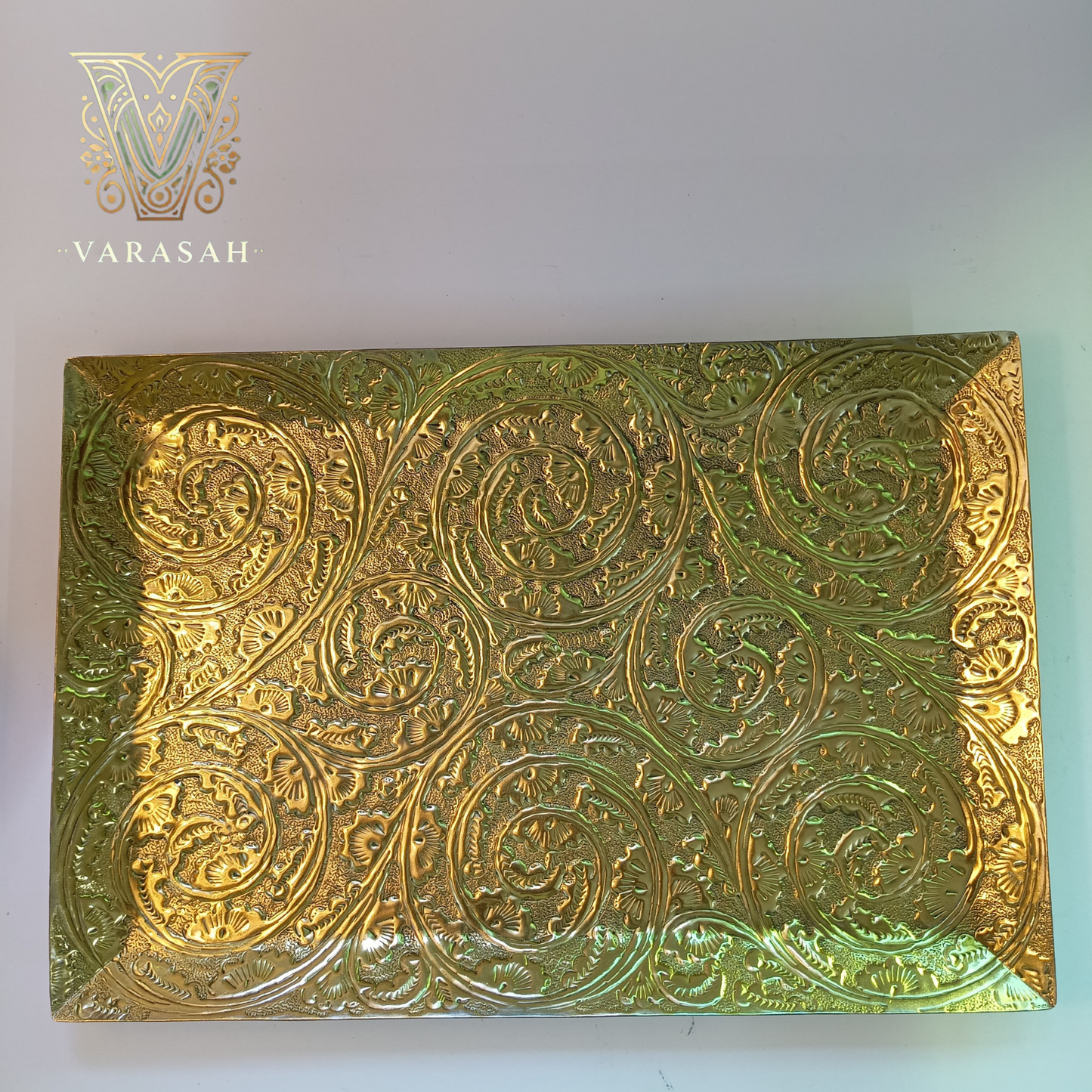 Antique Handcrafted Brass Serving Tray