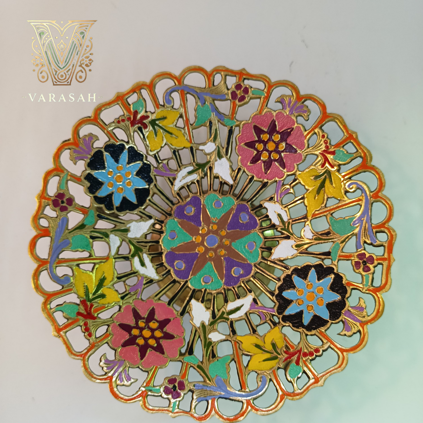 Hand painted antique Decorative Brass Plate