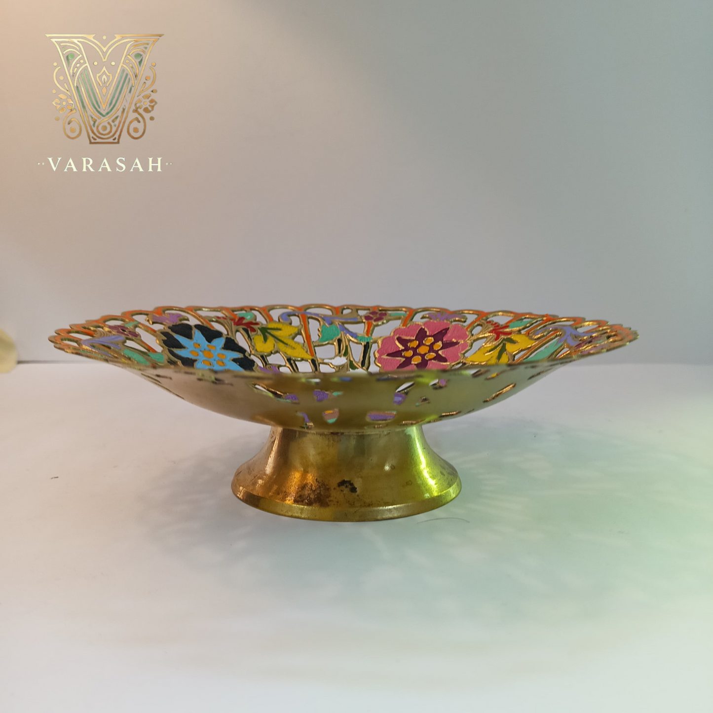 Hand painted antique Decorative Brass Plate