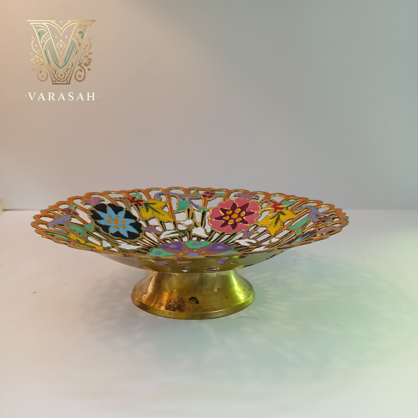 Hand painted antique Decorative Brass Plate