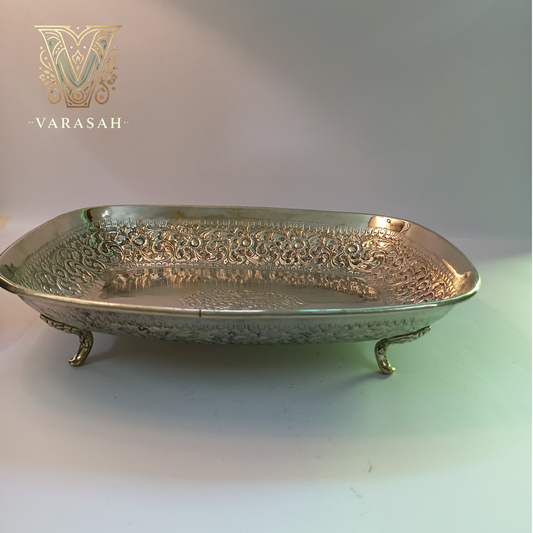 Antique brass oval shape serving dish