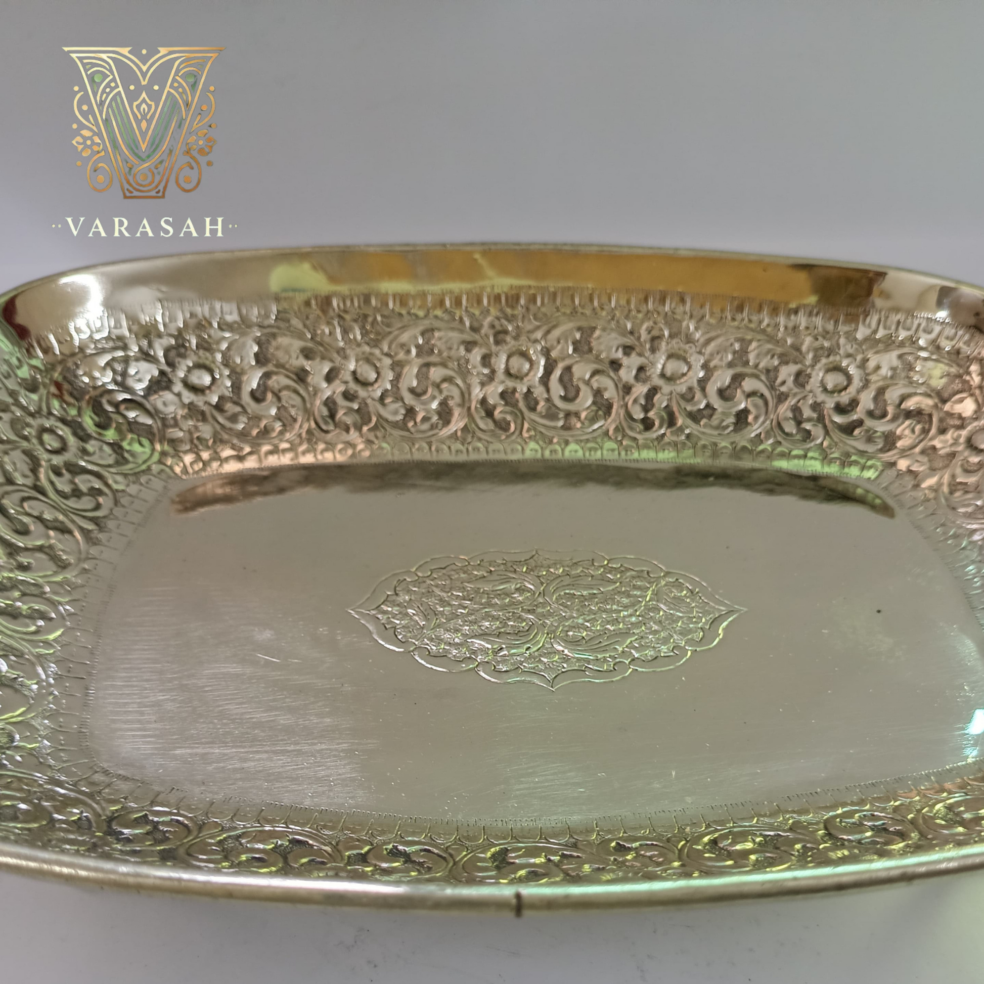 Antique brass oval shape serving dish