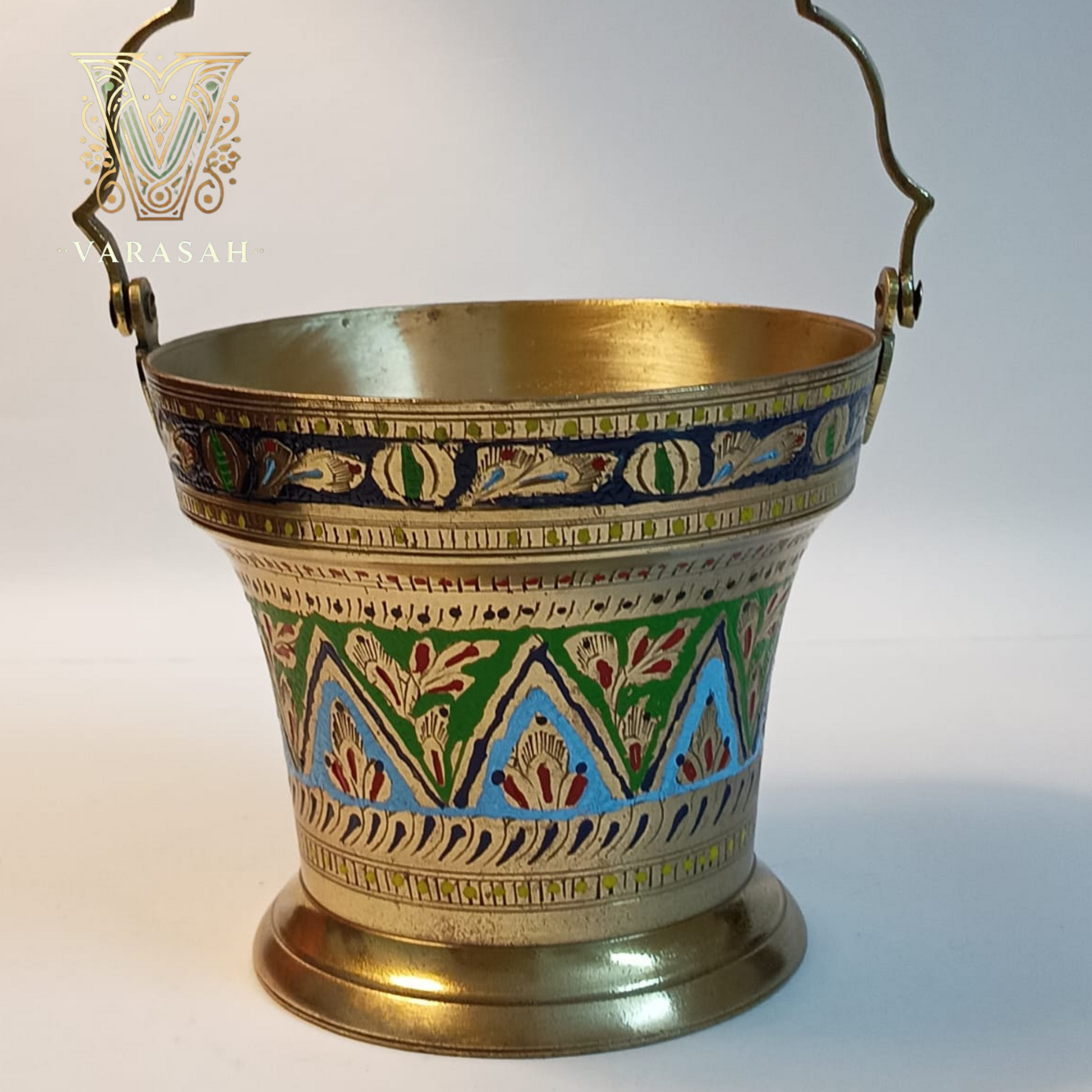 Hand Painted Antique Brass Bucket