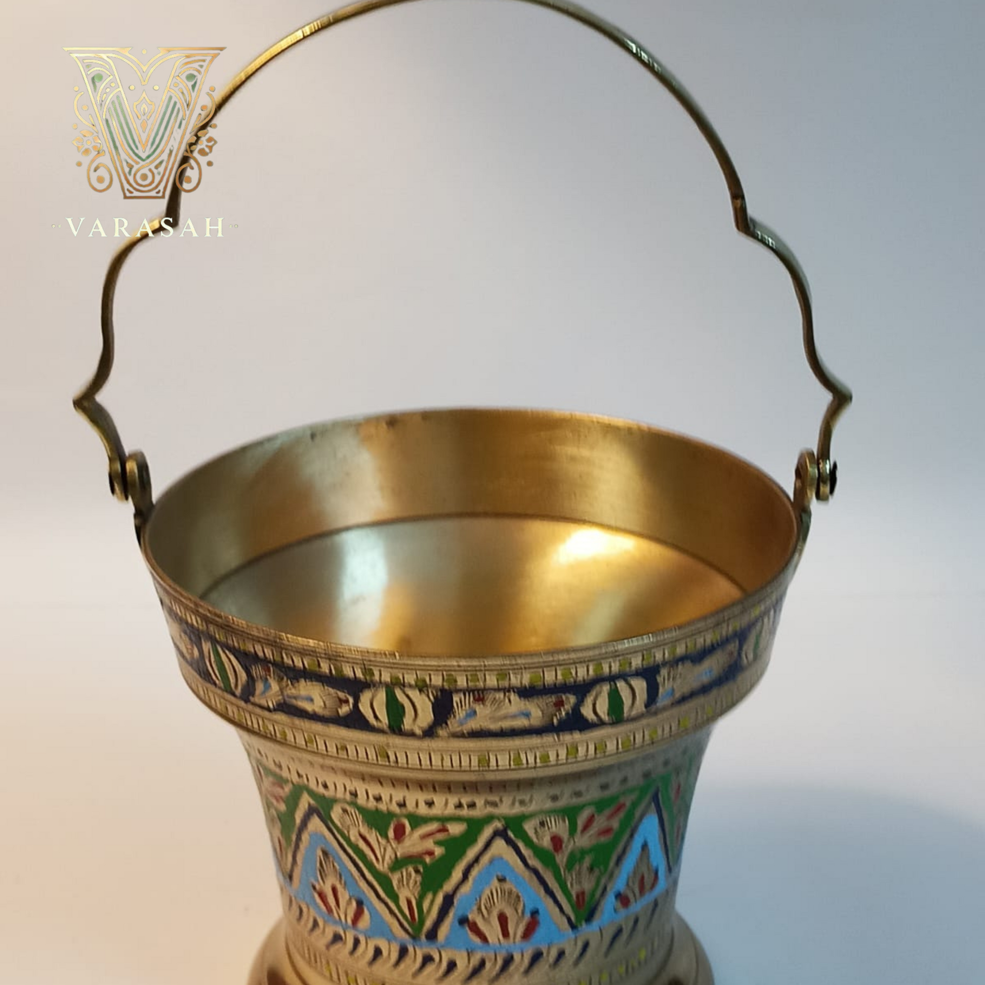 Hand Painted Antique Brass Bucket