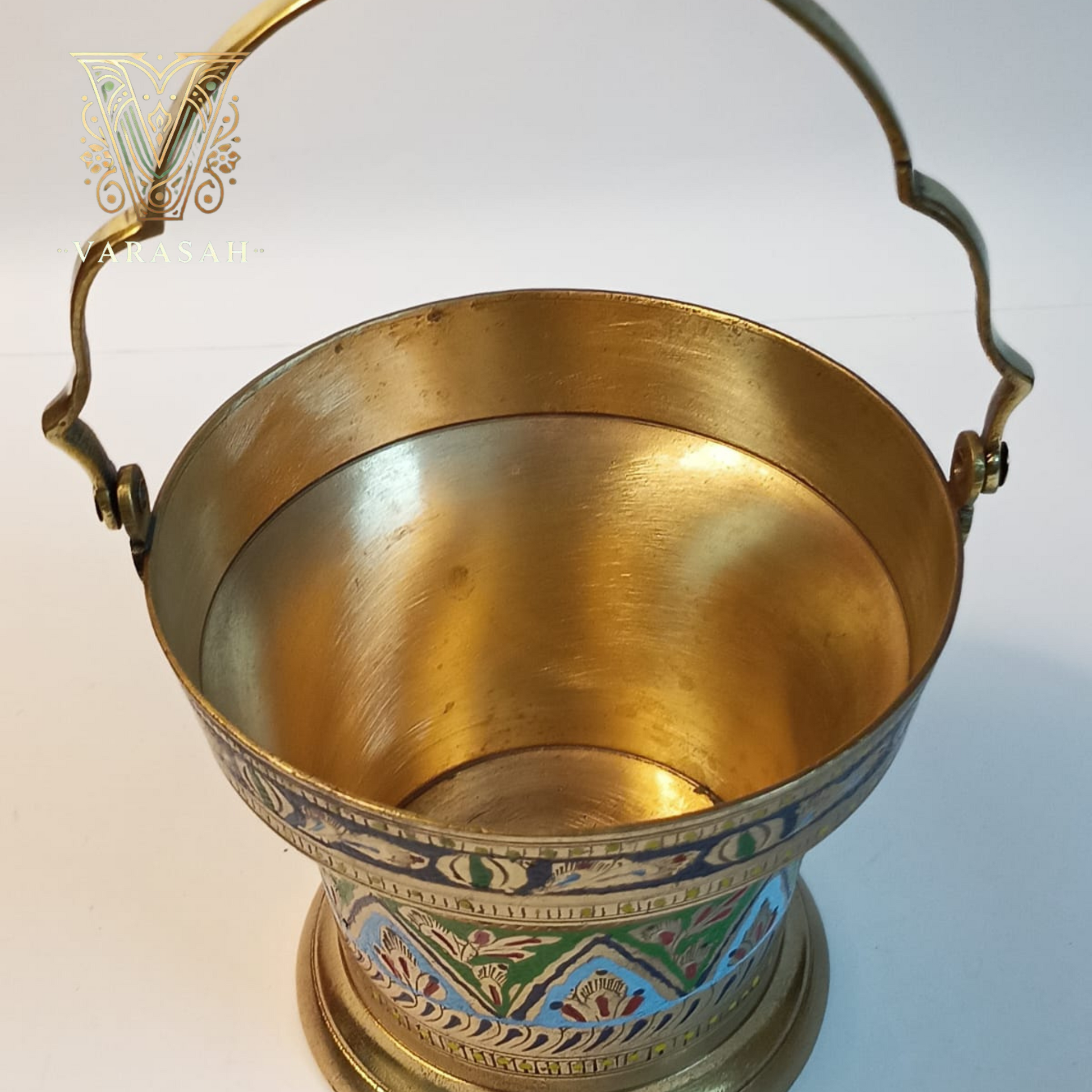 Hand Painted Antique Brass Bucket