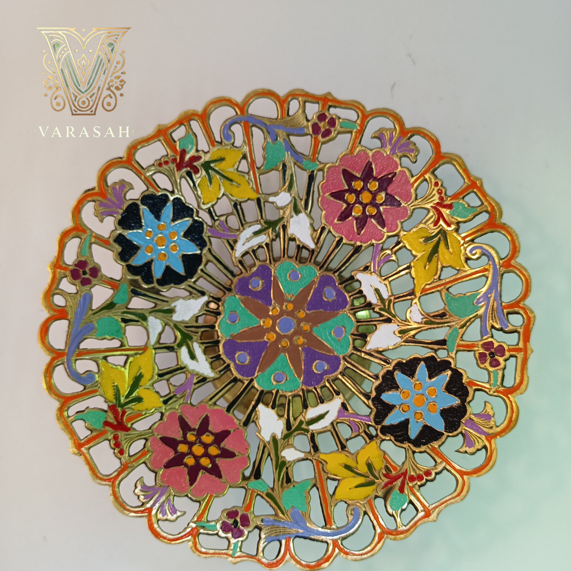  Hand painted antique Decorative Brass Plate