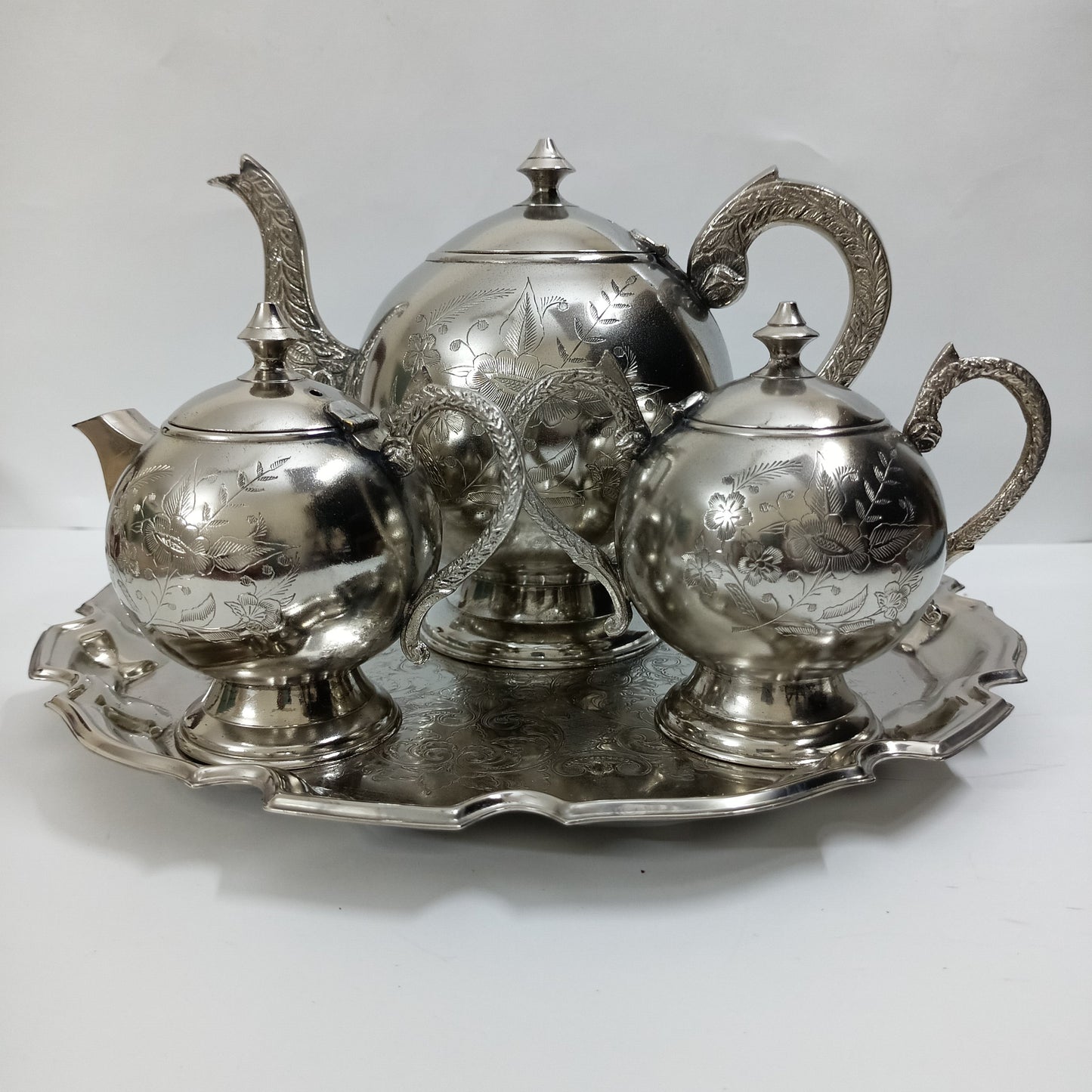 Vintage Silver-plated Brass Tea Set