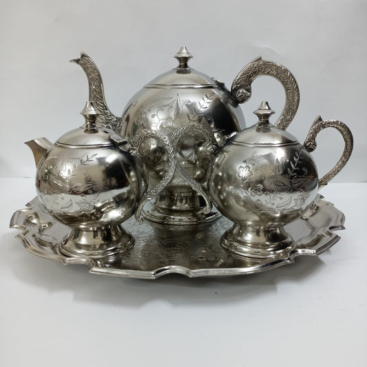 Vintage Silver-plated Brass Tea Set